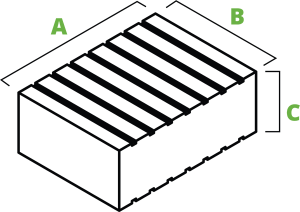 Low-profile rubber block spec diagram